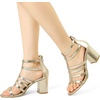 image:imageAllegra K Womens Chunky Heels Gladiators Sandals  3 inches Heel Strappy Comfortable Faux Leather perfect for Evening Party Wedding Date NightGold
