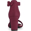 image:imageAllegra K Womens Open Toe Chunky High Heel Buckle Ankle Strap Sandals  3 38 inches Heels with Faux Suede Comfortable Block Heels Sandal for Women Summer Dressy ShoesBurgundy