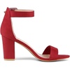image:imageAllegra K Womens Open Toe Chunky High Heel Buckle Ankle Strap Sandals  3 38 inches Heels with Faux Suede Comfortable Block Heels Sandal for Women Summer Dressy ShoesRed