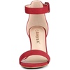 image:imageAllegra K Womens Open Toe Chunky High Heel Buckle Ankle Strap Sandals  3 38 inches Heels with Faux Suede Comfortable Block Heels Sandal for Women Summer Dressy ShoesRed