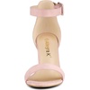 image:imageAllegra K Womens Open Toe Chunky High Heel Buckle Ankle Strap Sandals  3 38 inches Heels with Faux Suede Comfortable Block Heels Sandal for Women Summer Dressy ShoesLight Pink