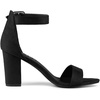 image:imageAllegra K Womens Open Toe Chunky High Heel Buckle Ankle Strap Sandals  3 38 inches Heels with Faux Suede Comfortable Block Heels Sandal for Women Summer Dressy ShoesBlack