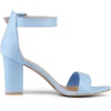 image:imageAllegra K Womens Open Toe Chunky High Heel Buckle Ankle Strap Sandals  3 38 inches Heels with Faux Suede Comfortable Block Heels Sandal for Women Summer Dressy ShoesSky Blue