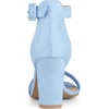 image:imageAllegra K Womens Open Toe Chunky High Heel Buckle Ankle Strap Sandals  3 38 inches Heels with Faux Suede Comfortable Block Heels Sandal for Women Summer Dressy ShoesSky Blue