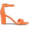 image:imageAllegra K Womens Open Toe Chunky High Heel Buckle Ankle Strap Sandals  3 38 inches Heels with Faux Suede Comfortable Block Heels Sandal for Women Summer Dressy ShoesFluorescent Orange