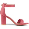 image:imageAllegra K Womens Open Toe Chunky High Heel Buckle Ankle Strap Sandals  3 38 inches Heels with Faux Suede Comfortable Block Heels Sandal for Women Summer Dressy ShoesWatermelon Red