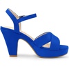 image:imageAllegra K Womens Platform Chunky Heels Slingback Sandals  Faux Suede Upper 41 inches Heels for Women Crisscross Strap Block Heel Summer Comfortable PlatformDeep Blue