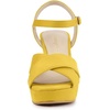 image:imageAllegra K Womens Platform Chunky Heels Slingback Sandals  Faux Suede Upper 41 inches Heels for Women Crisscross Strap Block Heel Summer Comfortable PlatformYellow