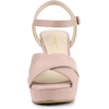 image:imageAllegra K Womens Platform Chunky Heels Slingback Sandals  Faux Suede Upper 41 inches Heels for Women Crisscross Strap Block Heel Summer Comfortable PlatformDust Pink
