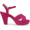 image:imageAllegra K Womens Platform Chunky Heels Slingback Sandals  Faux Suede Upper 41 inches Heels for Women Crisscross Strap Block Heel Summer Comfortable PlatformHotpink