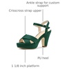 image:imageAllegra K Womens Platform Chunky Heels Slingback Sandals  Faux Suede Upper 41 inches Heels for Women Crisscross Strap Block Heel Summer Comfortable PlatformGreen