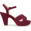image:imageAllegra K Womens Platform Chunky Heels Slingback Sandals  Faux Suede Upper 41 inches Heels for Women Crisscross Strap Block Heel Summer Comfortable PlatformBurgundy