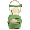 image:imageAllegra K Womens Platform Chunky Heels Slingback Sandals  Faux Suede Upper 41 inches Heels for Women Crisscross Strap Block Heel Summer Comfortable PlatformOlive Green