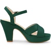 image:imageAllegra K Womens Platform Chunky Heels Slingback Sandals  Faux Suede Upper 41 inches Heels for Women Crisscross Strap Block Heel Summer Comfortable PlatformGreen