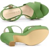 image:imageAllegra K Womens Platform Chunky Heels Slingback Sandals  Faux Suede Upper 41 inches Heels for Women Crisscross Strap Block Heel Summer Comfortable PlatformOlive Green