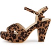 image:imageAllegra K Womens Platform Chunky Heels Slingback Sandals  Faux Suede Upper 41 inches Heels for Women Crisscross Strap Block Heel Summer Comfortable PlatformLeopard