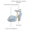 image:imageAllegra K Womens Platform Chunky Heels Slingback Sandals  Faux Suede Upper 41 inches Heels for Women Crisscross Strap Block Heel Summer Comfortable PlatformSky Blue