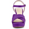 image:imageAllegra K Womens Platform Chunky Heels Slingback Sandals  Faux Suede Upper 41 inches Heels for Women Crisscross Strap Block Heel Summer Comfortable PlatformPurple