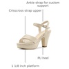 image:imageAllegra K Womens Platform Chunky Heels Slingback Sandals  Faux Suede Upper 41 inches Heels for Women Crisscross Strap Block Heel Summer Comfortable PlatformBeige