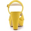 image:imageAllegra K Womens Platform Chunky Heels Slingback Sandals  Faux Suede Upper 41 inches Heels for Women Crisscross Strap Block Heel Summer Comfortable PlatformYellow