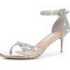 image:imageAllegra K Women Sparkly Glitter Clear Stiletto Heels Ankle Straps Sandals  Open Toe Buckle Closure 3Inch Heel Party Evening Dating Office Casual Halloween ChristmasSilver
