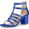 image:imageAllegra K Womens Chunky Heels Gladiators Sandals  3 inches Heel Strappy Comfortable Faux Leather perfect for Evening Party Wedding Date NightDeep Blue