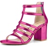 image:imageAllegra K Womens Chunky Heels Gladiators Sandals  3 inches Heel Strappy Comfortable Faux Leather perfect for Evening Party Wedding Date NightHot Pink