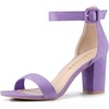 image:imageAllegra K Womens Open Toe Chunky High Heel Buckle Ankle Strap Sandals  3 38 inches Heels with Faux Suede Comfortable Block Heels Sandal for Women Summer Dressy ShoesPurple