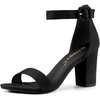 image:imageAllegra K Womens Open Toe Chunky High Heel Buckle Ankle Strap Sandals  3 38 inches Heels with Faux Suede Comfortable Block Heels Sandal for Women Summer Dressy ShoesBlack
