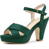 image:imageAllegra K Womens Platform Chunky Heels Slingback Sandals  Faux Suede Upper 41 inches Heels for Women Crisscross Strap Block Heel Summer Comfortable PlatformGreen