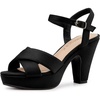 image:imageAllegra K Womens Platform Chunky Heels Slingback Sandals  Faux Suede Upper 41 inches Heels for Women Crisscross Strap Block Heel Summer Comfortable PlatformBlack