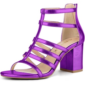 image:imageAllegra K Womens Chunky Heels Gladiators Sandals  3 inches Heel Strappy Comfortable Faux Leather perfect for Evening Party Wedding Date NightPurple