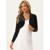 image:imageAllegra K Long Sleeve Velvet Shrug Top for Womens Open Front Cocktail Party Cropped Bolero CardiganBlack