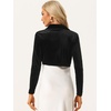 image:imageAllegra K Long Sleeve Velvet Shrug Top for Womens Open Front Cocktail Party Cropped Bolero CardiganBlack