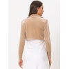 image:imageAllegra K Long Sleeve Velvet Shrug Top for Womens Open Front Cocktail Party Cropped Bolero CardiganChampagne