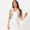 image:imageAllegra K Long Sleeve Velvet Shrug Top for Womens Open Front Cocktail Party Cropped Bolero CardiganChampagne