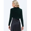 image:imageAllegra K Long Sleeve Velvet Shrug Top for Womens Open Front Cocktail Party Cropped Bolero CardiganDark Green