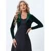 image:imageAllegra K Long Sleeve Velvet Shrug Top for Womens Open Front Cocktail Party Cropped Bolero CardiganDark Green
