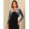 image:imageAllegra K Long Sleeve Velvet Shrug Top for Womens Open Front Cocktail Party Cropped Bolero CardiganGrey