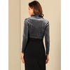 image:imageAllegra K Long Sleeve Velvet Shrug Top for Womens Open Front Cocktail Party Cropped Bolero CardiganGrey