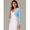 image:imageAllegra K Long Sleeve Velvet Shrug Top for Womens Open Front Cocktail Party Cropped Bolero CardiganLight Blue