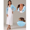 image:imageAllegra K Long Sleeve Velvet Shrug Top for Womens Open Front Cocktail Party Cropped Bolero CardiganLight Blue