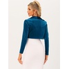 image:imageAllegra K Long Sleeve Velvet Shrug Top for Womens Open Front Cocktail Party Cropped Bolero CardiganPeacock Blue