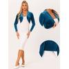 image:imageAllegra K Long Sleeve Velvet Shrug Top for Womens Open Front Cocktail Party Cropped Bolero CardiganPeacock Blue
