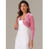 image:imageAllegra K Long Sleeve Velvet Shrug Top for Womens Open Front Cocktail Party Cropped Bolero CardiganPink