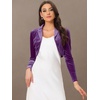 image:imageAllegra K Long Sleeve Velvet Shrug Top for Womens Open Front Cocktail Party Cropped Bolero CardiganPurple