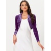 image:imageAllegra K Long Sleeve Velvet Shrug Top for Womens Open Front Cocktail Party Cropped Bolero CardiganPurple