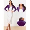 image:imageAllegra K Long Sleeve Velvet Shrug Top for Womens Open Front Cocktail Party Cropped Bolero CardiganPurple