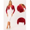 image:imageAllegra K Long Sleeve Velvet Shrug Top for Womens Open Front Cocktail Party Cropped Bolero CardiganRed