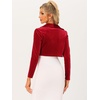 image:imageAllegra K Long Sleeve Velvet Shrug Top for Womens Open Front Cocktail Party Cropped Bolero CardiganRed